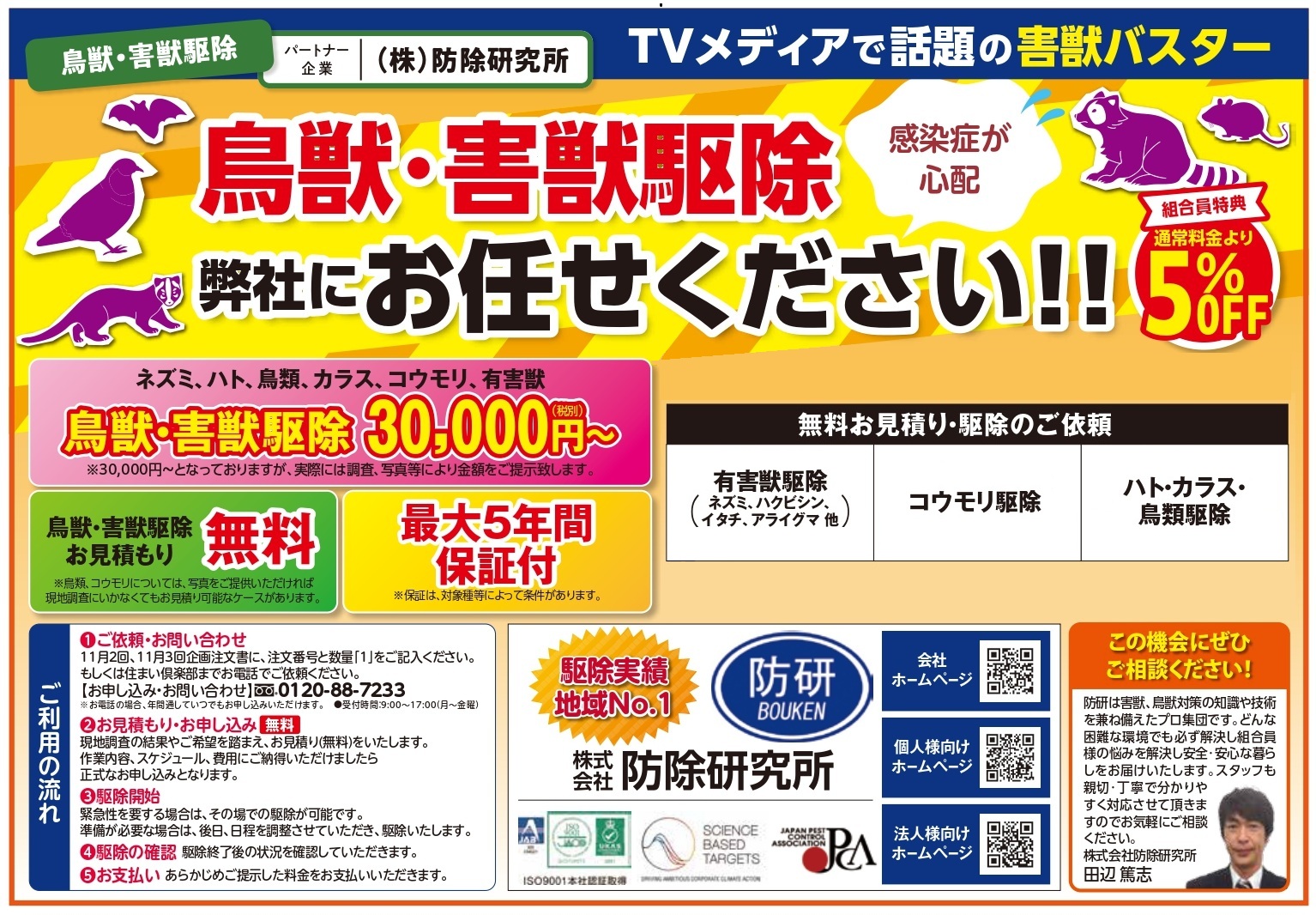 害獣駆除　4枚セット 害獣駆除4枚セット